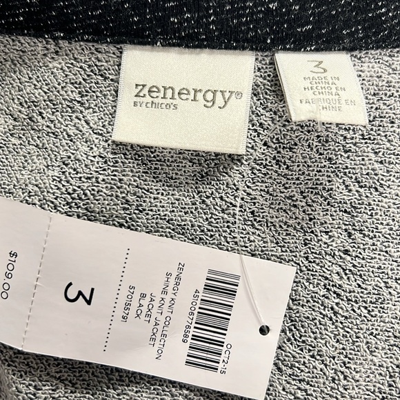 NWT Chico’s brand Zenergy Black Knit Shine Jacket. - Picture 5 of 5